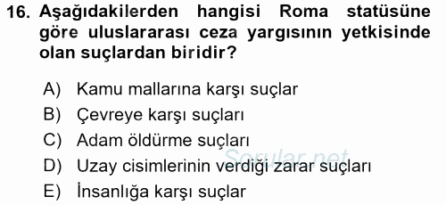 Suç Önleme Modelleri 2017 - 2018 Ara Sınavı 16.Soru