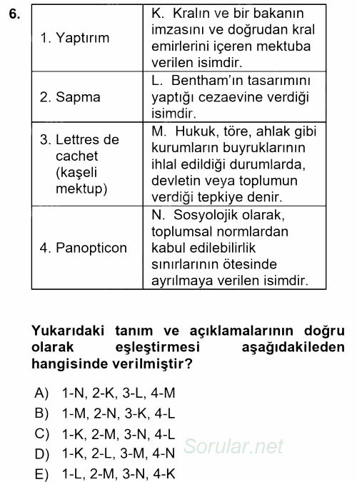 Suç Önleme Modelleri 2017 - 2018 Ara Sınavı 6.Soru