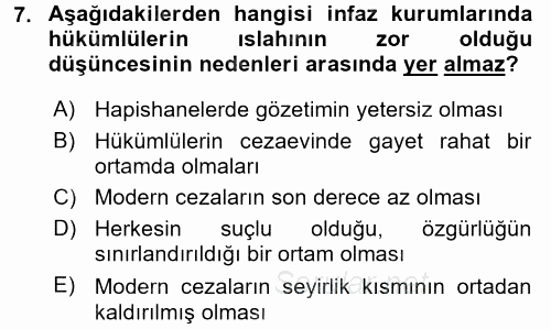 Suç Önleme Modelleri 2017 - 2018 Ara Sınavı 7.Soru