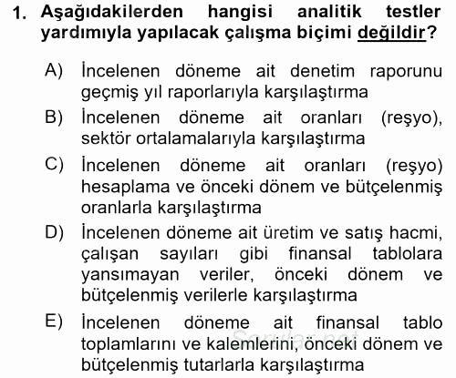 Denetim 2015 - 2016 Dönem Sonu Sınavı 1.Soru