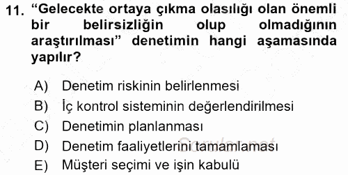 Denetim 2015 - 2016 Dönem Sonu Sınavı 11.Soru