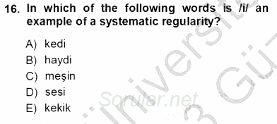 Türkçe Ses Ve Biçim Bilgisi 2012 - 2013 Ara Sınavı 16.Soru