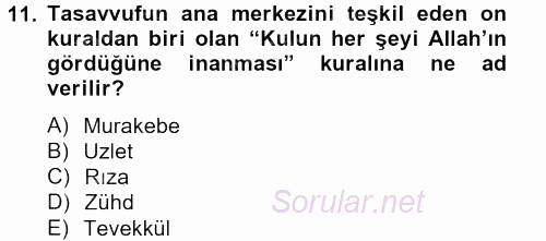 Türk Halk Şiiri 2013 - 2014 Tek Ders Sınavı 11.Soru