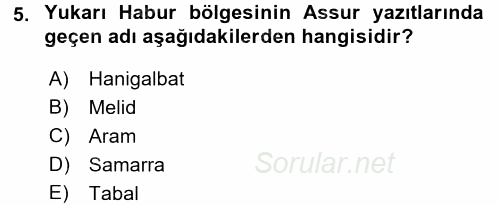 Eski Mezopotamya ve Mısır Tarihi 2015 - 2016 Dönem Sonu Sınavı 5.Soru