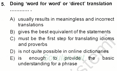 Çeviri (Türk/İng) 2014 - 2015 Ara Sınavı 5.Soru