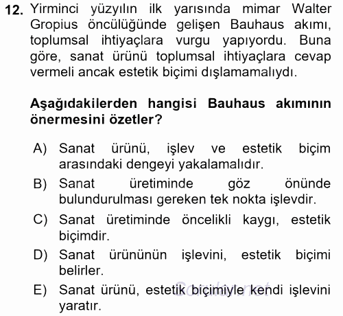 Kültür Sosyolojisi 2017 - 2018 Dönem Sonu Sınavı 12.Soru