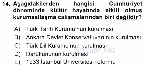 Kültür Sosyolojisi 2017 - 2018 Dönem Sonu Sınavı 14.Soru