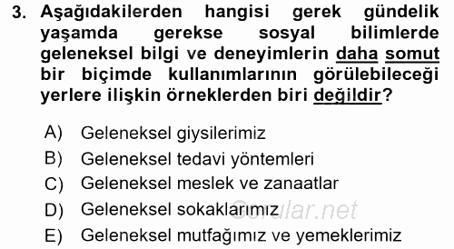 Kültür Sosyolojisi 2017 - 2018 Dönem Sonu Sınavı 3.Soru