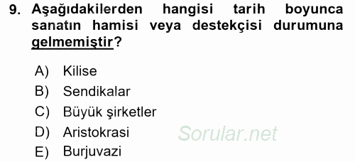 Kültür Sosyolojisi 2017 - 2018 Dönem Sonu Sınavı 9.Soru