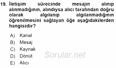 Okulöncesi Eğitime Giriş 2015 - 2016 Dönem Sonu Sınavı 19.Soru