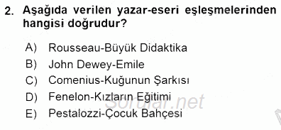 Okulöncesi Eğitime Giriş 2015 - 2016 Dönem Sonu Sınavı 2.Soru