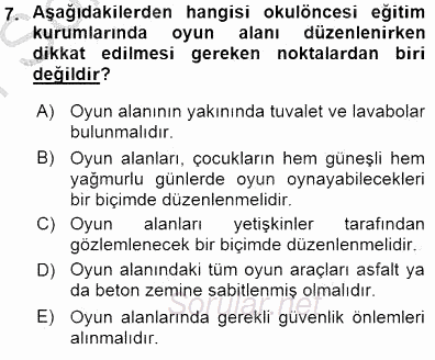 Okulöncesi Eğitime Giriş 2015 - 2016 Dönem Sonu Sınavı 7.Soru