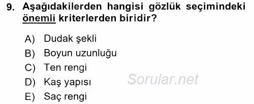 Giysi Seçimi 2015 - 2016 Dönem Sonu Sınavı 9.Soru