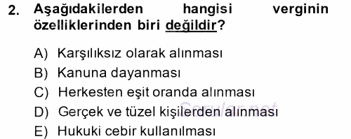 Vergi Yargılaması Hukuku 2014 - 2015 Tek Ders Sınavı 2.Soru