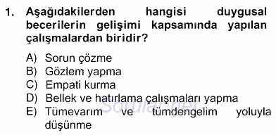 İlköğretime Hazırlık Ve İlköğretim Programları 2012 - 2013 Ara Sınavı 1.Soru