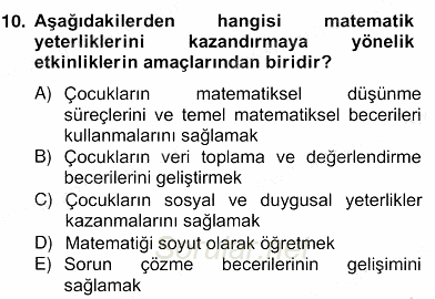 İlköğretime Hazırlık Ve İlköğretim Programları 2012 - 2013 Ara Sınavı 10.Soru