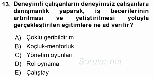 Çalışma Psikolojisi 2015 - 2016 Tek Ders Sınavı 13.Soru