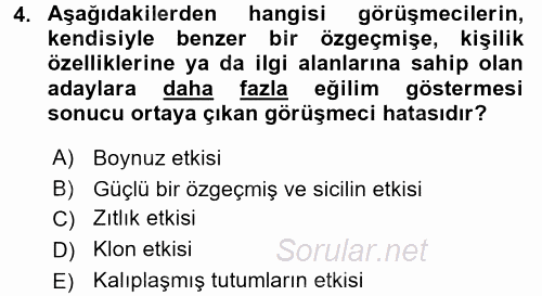 Çalışma Psikolojisi 2015 - 2016 Tek Ders Sınavı 4.Soru