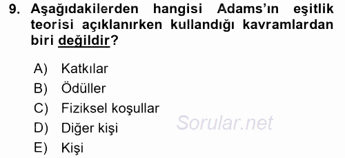 Çalışma Psikolojisi 2015 - 2016 Tek Ders Sınavı 9.Soru