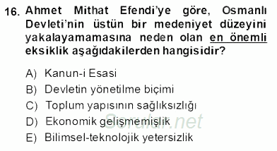 Türkiye´de Felsefenin Gelişimi 2 2013 - 2014 Dönem Sonu Sınavı 16.Soru