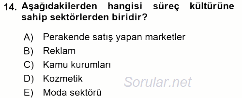 Perakendecilikte Müşteri İlişkileri Yönetimi 2017 - 2018 Dönem Sonu Sınavı 14.Soru
