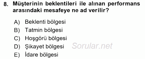 Perakendecilikte Müşteri İlişkileri Yönetimi 2017 - 2018 Dönem Sonu Sınavı 8.Soru