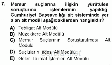 Ulusal Yargı Ağı Projesi 1 2012 - 2013 Dönem Sonu Sınavı 7.Soru