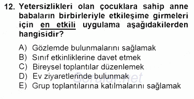 Özel Eğitim 2014 - 2015 Ara Sınavı 12.Soru