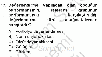Özel Eğitim 2014 - 2015 Ara Sınavı 17.Soru