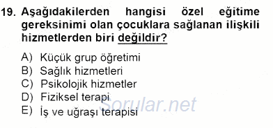 Özel Eğitim 2014 - 2015 Ara Sınavı 19.Soru