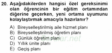 Özel Eğitim 2014 - 2015 Ara Sınavı 20.Soru