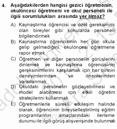 Özel Eğitim 2014 - 2015 Ara Sınavı 4.Soru