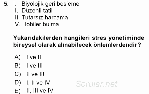 Örgütsel Davranış 2017 - 2018 Dönem Sonu Sınavı 5.Soru