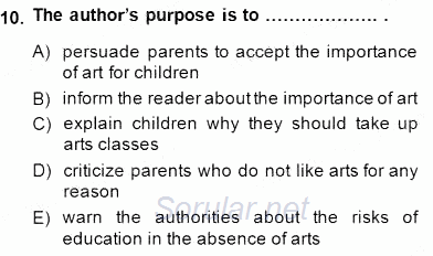 Okuma Ve Yazma Becerileri 1 2013 - 2014 Dönem Sonu Sınavı 10.Soru