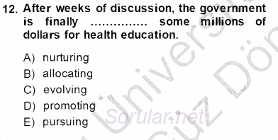 Okuma Ve Yazma Becerileri 1 2013 - 2014 Dönem Sonu Sınavı 12.Soru