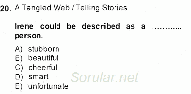 Okuma Ve Yazma Becerileri 1 2013 - 2014 Dönem Sonu Sınavı 20.Soru