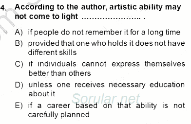 Okuma Ve Yazma Becerileri 1 2013 - 2014 Dönem Sonu Sınavı 4.Soru