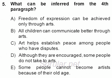 Okuma Ve Yazma Becerileri 1 2013 - 2014 Dönem Sonu Sınavı 5.Soru