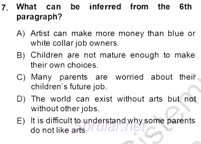 Okuma Ve Yazma Becerileri 1 2013 - 2014 Dönem Sonu Sınavı 7.Soru