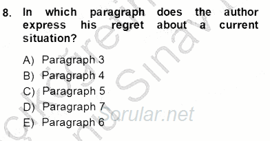 Okuma Ve Yazma Becerileri 1 2013 - 2014 Dönem Sonu Sınavı 8.Soru