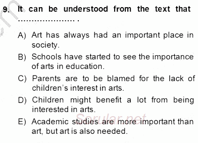 Okuma Ve Yazma Becerileri 1 2013 - 2014 Dönem Sonu Sınavı 9.Soru