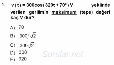 Güç Sistemleri Analizi 2013 - 2014 Dönem Sonu Sınavı 1.Soru