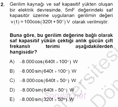 Güç Sistemleri Analizi 2013 - 2014 Dönem Sonu Sınavı 2.Soru