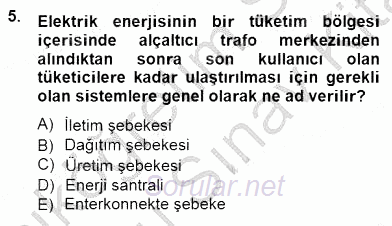 Güç Sistemleri Analizi 2013 - 2014 Dönem Sonu Sınavı 5.Soru