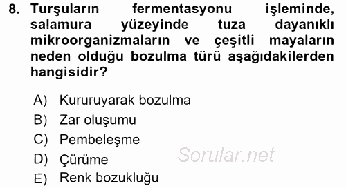 Temel Mutfak Teknikleri 2016 - 2017 Ara Sınavı 8.Soru