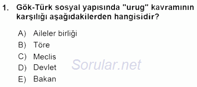 Orta Asya Türk Tarihi 2015 - 2016 Ara Sınavı 1.Soru