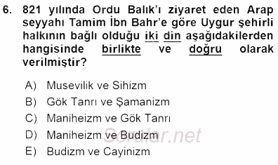 Orta Asya Türk Tarihi 2015 - 2016 Ara Sınavı 6.Soru