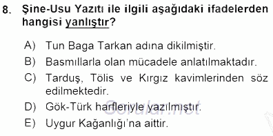 Orta Asya Türk Tarihi 2015 - 2016 Ara Sınavı 8.Soru