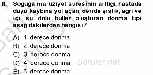 Temel İlk Yardım Bilgisi 2014 - 2015 Dönem Sonu Sınavı 8.Soru
