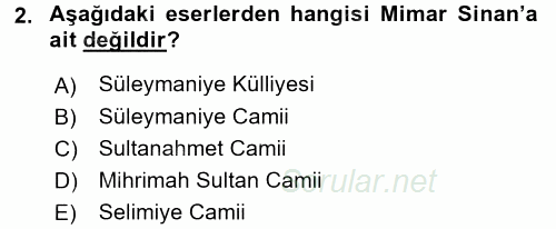 Kültür Tarihi 2017 - 2018 3 Ders Sınavı 2.Soru